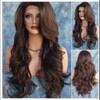 Dark Brown Wavy Perm Wig with bangs For Daily Use,