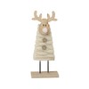 Heaven Sends Single Wooden Standing Deer with Wool Coats -