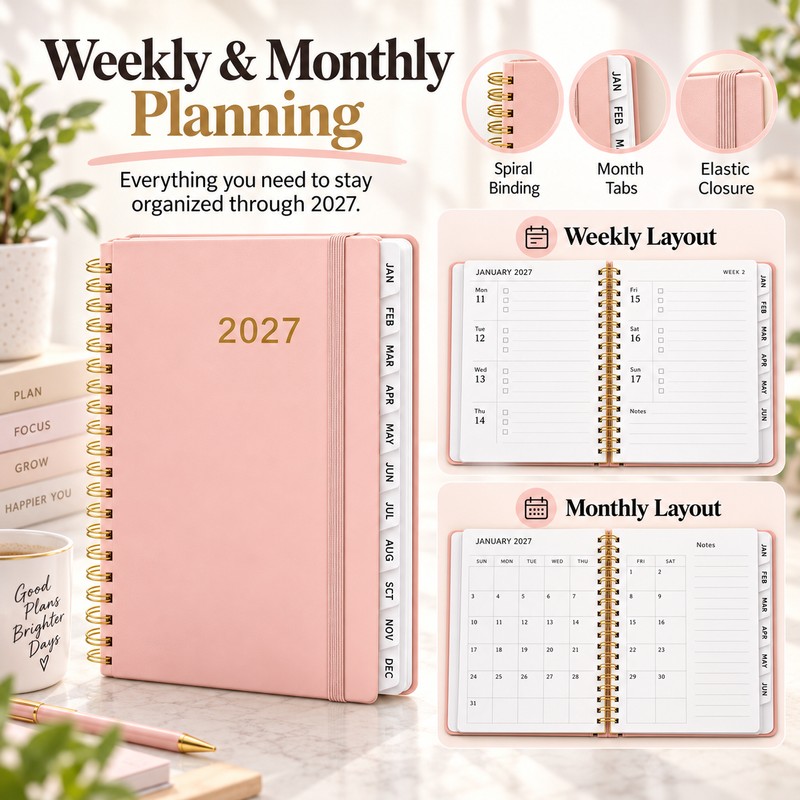 2027 A5 Weekly & Monthly Planner for School & Office