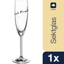 Leonardo Presente 044519 Champagne Glass Best Friends, 1 Piece, Dishwasher Safe Prosecco Glass, Champagne Goblet with Lettering, Gift Idea, 200 ml