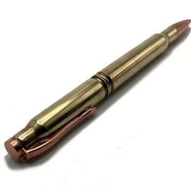 2ndShotRound Bullet Casing Twist Pen, Brass or Nickel-Plated, .308 & 30-06, Father's Day Gift - Brass Casings - Copper Hardware