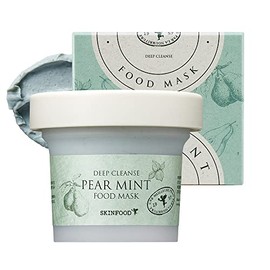 SKINFOOD Mask Pear Mint 120g - Facial Pore Cleanser, Soothing & Hydrating Body Skin - Pore & Sebum Clearing, Cooling Bubbles Scrub Wash Off Face Masks w/Rice Powder - Shower-Proof Texture (4.23 oz)