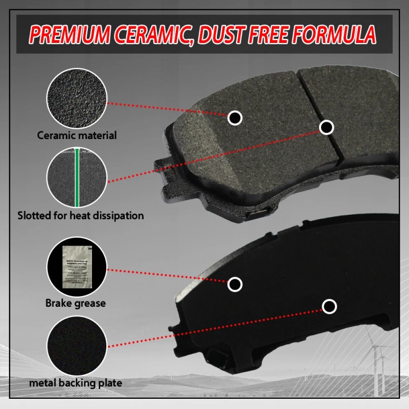 SIPAUTEC Carbon-Fiber Ceramic Brake Pads For Chevy Traverse GMC Acadia