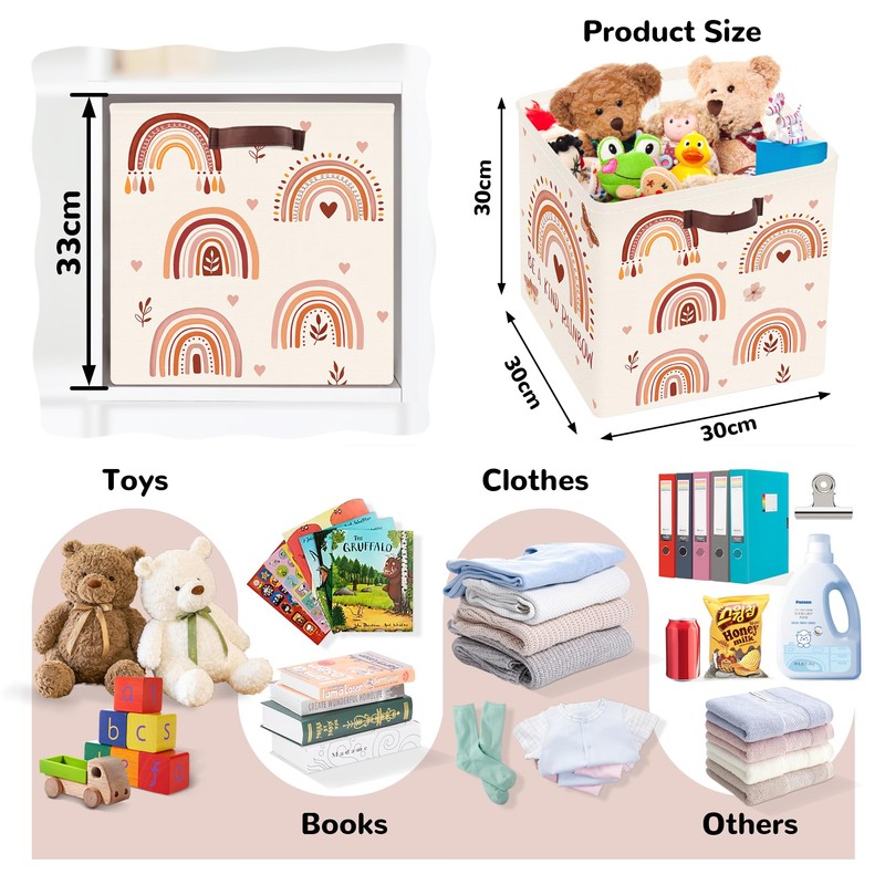 Clastyle 3 Pcs Boho Kid Storage Cube Organizer Set Rainbow
