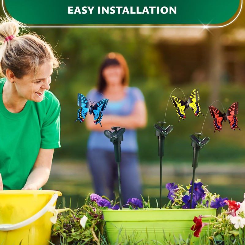3 Pcs Fluttering Solar Butterfly Garden Stakes – Moving Butterfly