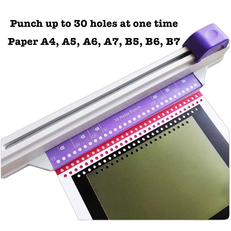 30 Hole Punch Binding Machine, Hand Push Loose Leaf Hole