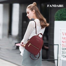 FANDARE Mini Backpack Women's Fashion Backpacks Small Crossbody Bags Travel Shoulder Bags Handbag Girls School Daypacks Waterproof PU Leather Red