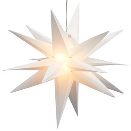 LED Star Decoration White with Timer Function Foldable Small Diameter 35 cm Warm White Indoor Mood Light (1 x LED Star White)