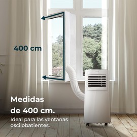 Cecotec Universal Isolierende Dreh-Kipp-Fensterabdeckung für tragbare Klimageräte 400cm 100% Polyester, widerstandsfähig und langlebig, von außen isoliert, Reißverschluss und Klebeband