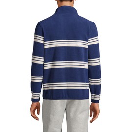 Lands' End Mens Snap Neck Fleece Pullover Navy/ivory Founders Stripe Regular Medium