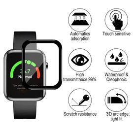 Quanen Electronic Screen Protector Compatible with Ticwatch GTH, Pack of 4, 3D Curved Edges, Anti-Scratch, Bubble-Free, Anti-Fingerprint, Shatterproof Screen Protector
