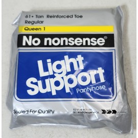 No Nonsense Light Support Pantyhose Control Top 61 Tan Vtg NEW Queen
