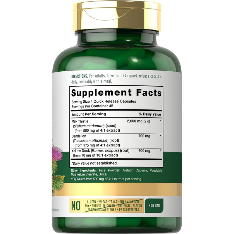 Milk Thistle 2000Mg | 180 Capsules | with Dandelion &