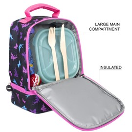 Fringoo - Double Decker Lunch Bag - Unicorn Moon Design - Lunch Bag for Kids - Lunch Bag with Compartment - Unicorns Lunch Bag - Fully Insulated