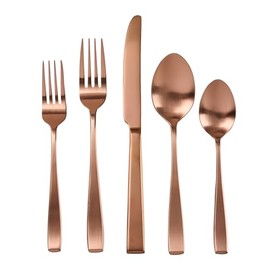 Godinger Flatware with 4 Dinner Forks, Salad Forks, Tablespoons, Teaspoons and Knifes, Copper 20 Piece Set