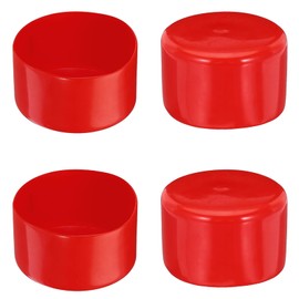 4PCS Rubber End Cap, 80mm ID Round Tube Bolt Cap, Protector Cover Rubber End Cap, Flexible Blot Protector PVC Cap For Tubing, Fence, Pipe Post, Furniture, Railing (Red)