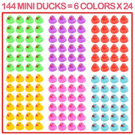 144-Pack Mini Ducks, Mini Colorful Rubber Duckies Bath Toy for Kids,Float & Squeak Small Colorful Ducks Bathtub Toys,Bulk Mini Rubber Ducks Toy