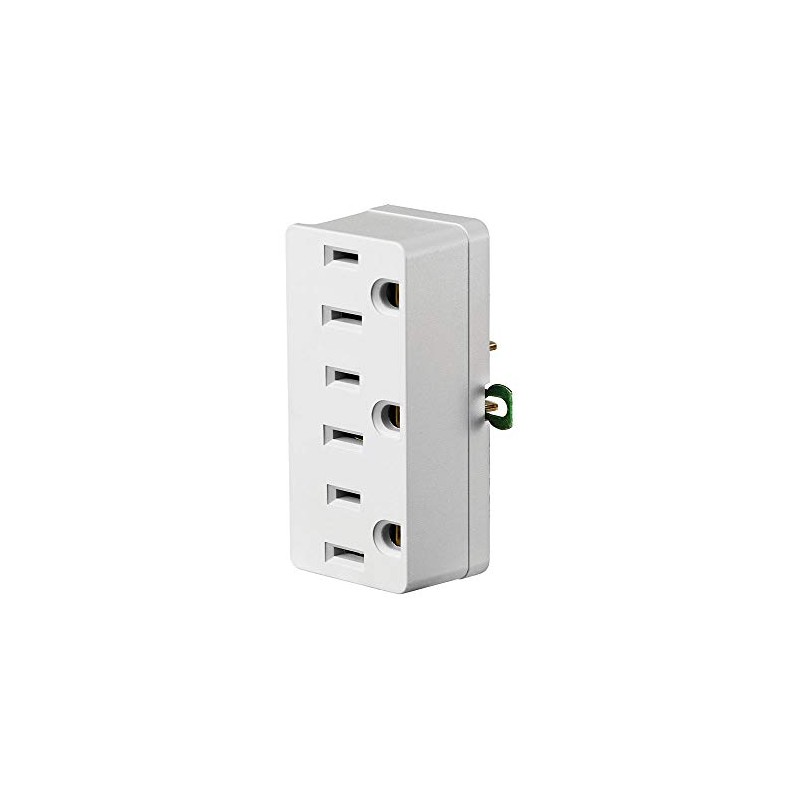 Leviton 698-W 15 Amp, 125 Volt, Triple outlet Adapter, Grounding,