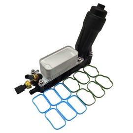 WZDCRACE 5184294AE Oil Cooler Oil Filter Housing with Gaskets, Compatible with 3.6L Dodge Journey, Grand Caravan, Jeep Wrangler, Chrysler 200, 300, Ram ProMaster