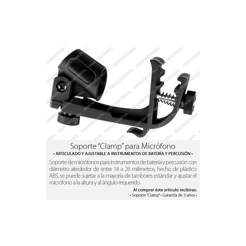 Mercader Digital Soporte Clamp Para Micrófono De Tambor De Batería