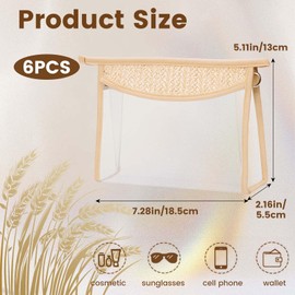 6 Pcs Clear Beach Cosmetic Bag, Summer Makeup Bag- Waterproof Travel Beach Pouch Set with Zipper, Boho Makeup Bags for Women Men (Beige, 7.28 x 5.1 x 2.16 Inches)