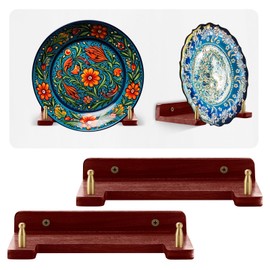 Chunful 2 Pieces Wall Plate Hanger for 6-16 Inch Plates Acacia Wood & Brass Decorative Wall Mount Display Holder for Displaying, Picture Frames, Certificates, and Artwork in Home Decor