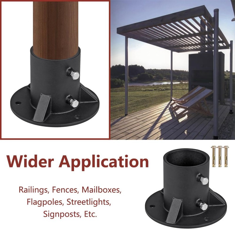 52mm Post Base, Heavy Duty Fence, Mailbox, Flagpole Bracket, Pool