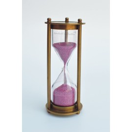 NAUTICAL COLLECTION | Decorative Antique Brass Hour Glass 3 Minute Sand Timer Metal Unique Sandglass for Gifts Games Kitchen Home Office Decoration