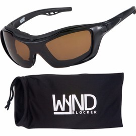 WYND Blocker Polarized Riding Sunglasses Extreme Sports Wrap Motorcycle Glasses (Black/Amber)