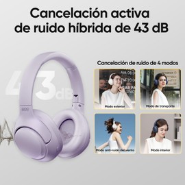 QCY H3 Audífonos Inalámbricos Bluetooth 5.4, Cancelación Activa de Ruido, Hi-Res Audio, Diadema Plegables Auriculares Over Ear, 60 Horas de Reproducción Compatible con iOS/Android