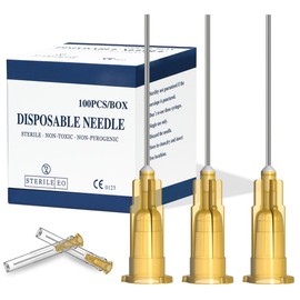 25Ga 1 Inch Luer Lock Needle, Industrial Dispensing Accessories, Individually Wrapped, Pack of 100, Lab Tools, Suitable for Refilling Liquid, Inks