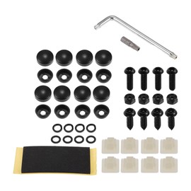 INFINAUTO Anti Theft License Plate Screws, M6 Security Bolt Fasteners Kits for Car Tag Frame Holder with Screws Stainless Steel Black, 1 Set