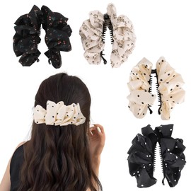 4Pcs Banana Hair Clip, Silk Scrunchies Hair Clip, Satin Scrunchies Combine Banana Clip for Thick Hair Ponytail Clip Hair Accessories for Women