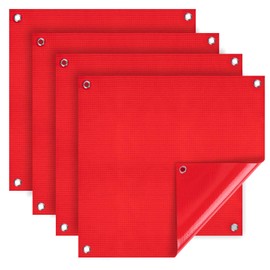 Pack of 4 Red Warning Flags 30 x 30 cm, Warning Flag in Accordance with German Road Traffic Regulations for Overhanging Loads, Waterproof and Weatherproof