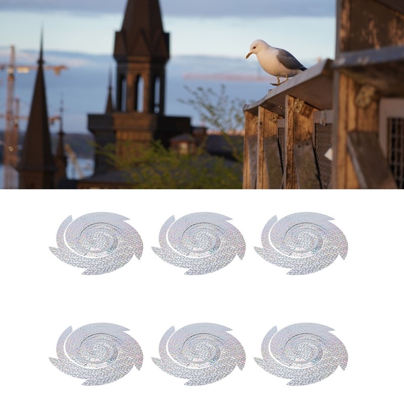 6PCS Bird Repellent Reflector Silver Spiral Bird Repellent Sheet Scare