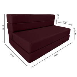 Danfuton Folding Foam Mattresses, Chair Lounger, Studio Guest Beds, 6 x 39 x 80, Burgundy