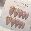 [In-store special discount] Light pink gold point quilting handmade nail