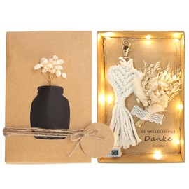 YYSWSAKY Dankeschön Geschenke, Danke Geschenk Set mit Karte Danke, Schlüsselanhänger Makramee und Trockenblumen, Geschenkbox Dankeschön für Frauen, Beste Freundin, Lieblingsmensch, Handgefertigtes