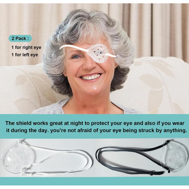 FSJLT 2pcs Clear Eye Shield After Cataract Surgery, Transparent Plastic