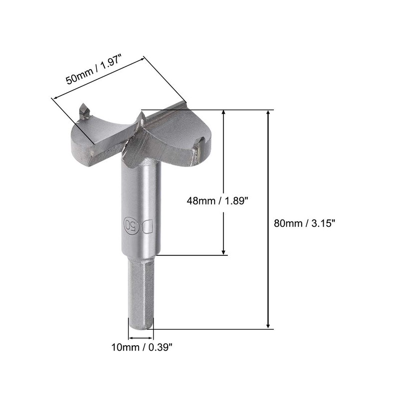 sourcing map Forstner Drill Bits 50mm, Tungsten Carbide Wood Hole