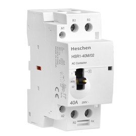 Heschen Modular Household AC Contactor, HSR1-40M/02, 40A, 2 Pole, 2NC, Two Normally Closed, 220VAC Coils, 35mm DIN Rail Mounting, with Manual Control Switch