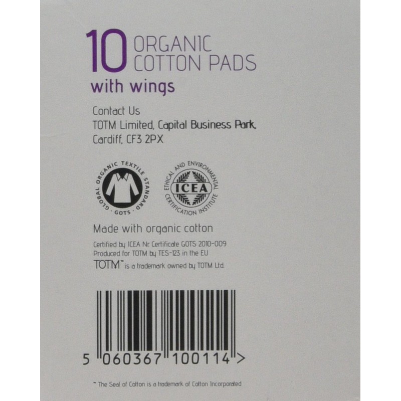 TOTM Organic Cotton Night Pads, Pack of 10