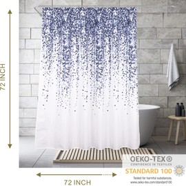 Popkozzi Blue Dots Shower Curtain Set White Waterproof Washable Weighted Geometric Shower Curtain Set with Hooks and Eyelets 72x72 Inch