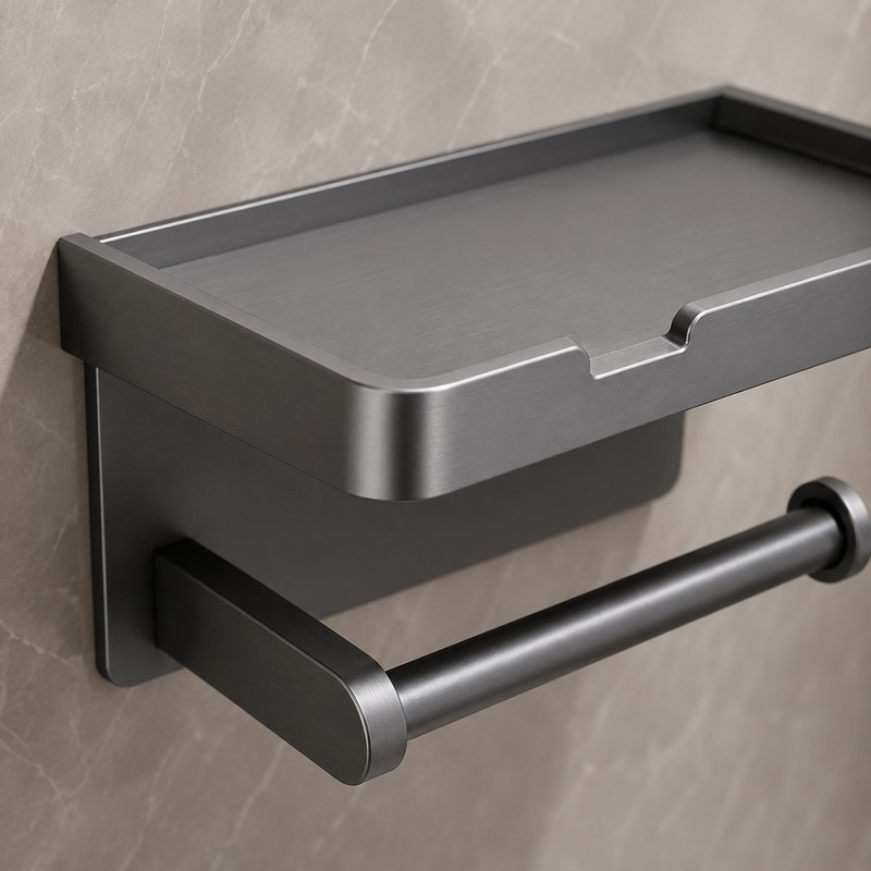 Toilet Paper Holder with Shelf for Bathroom – Aluminum Alloy