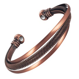EnerMagiX Copper Magnetic Bracelets for Men Women, 99.9% Solid Copper Magnetic Cuff Bangle with Powerful Magnets (2023)