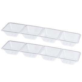 Plasticpro 4 Sectional Rectangle Plastic Disposable Serving Tray/Platter 5 X 16 Clear Pack of 2