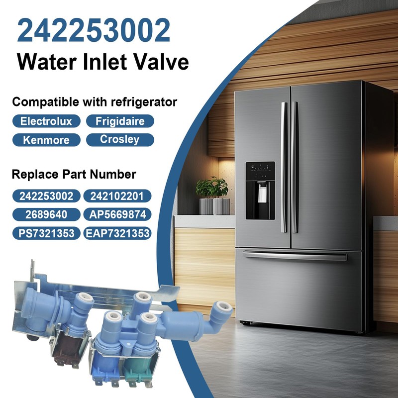 242253002 Refrigerator Water Inlet Valve Compatible With Frigidaire Electrolux Kenmore