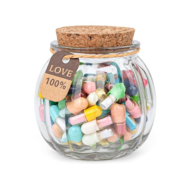 XHDAI Capsule Letters Message in a Bottle Glass，Capsule Message Pills/Love