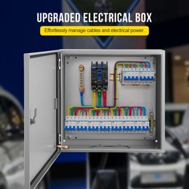 24x24x12 Electrical Enclosure, NEMA 4 Outdoor Enclosure, IP66 Waterproof & Dustproof Cold-Rolled Carbon Steel Hinged Junction Box for Outdoor Indoor Use