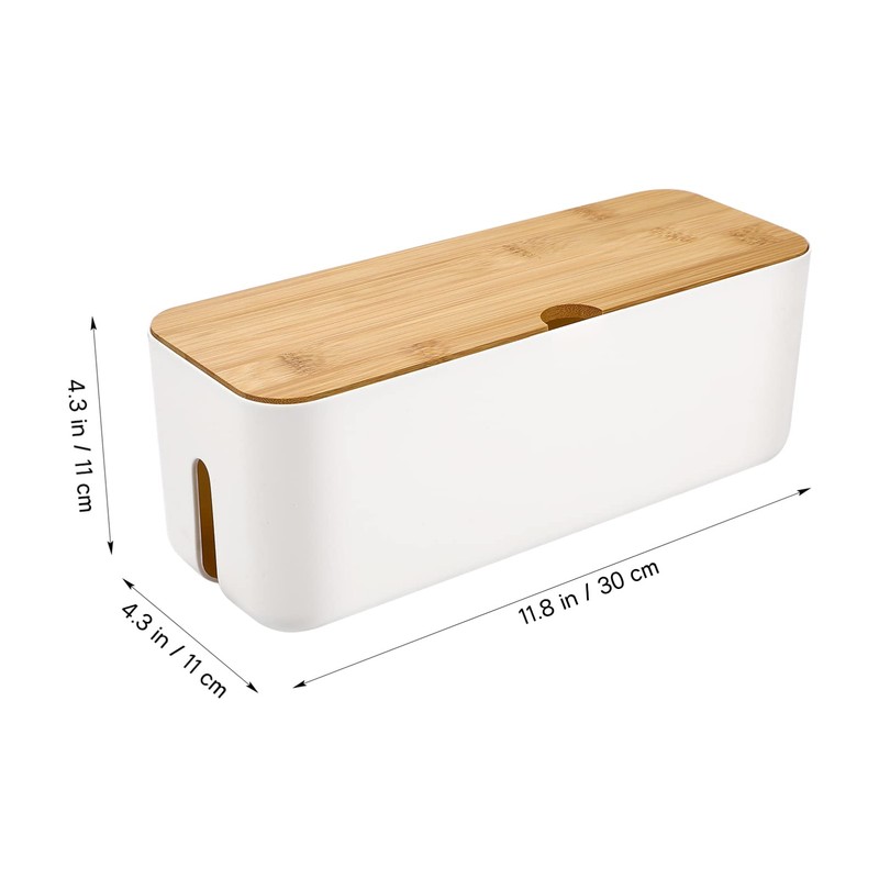 TOPBATHY Cable Management Box Large: Wooden Style Cable Organizer Box